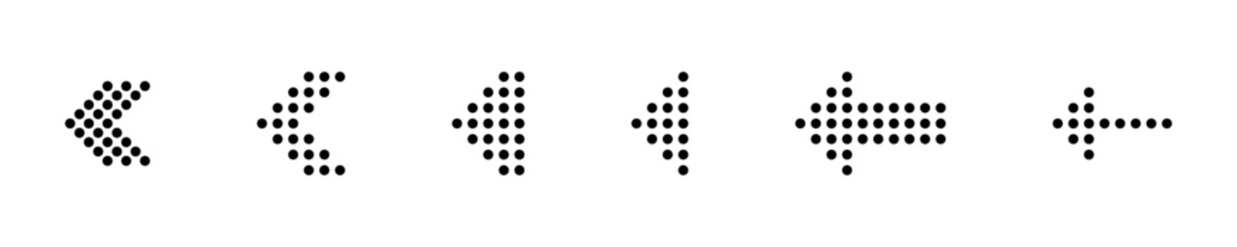 Collection of dotted arrows pointing left and up, symbolizing direction and choice