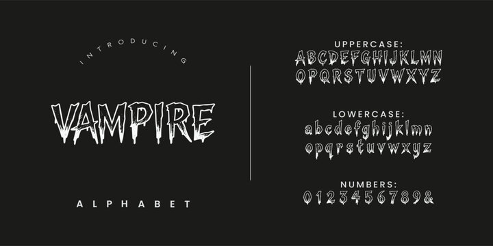 Vampire Bloody Horror Font Alphabet Showing Dripping Scary Lettering Elements