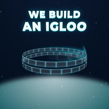 Building an igloo with blocks in a snowy environment