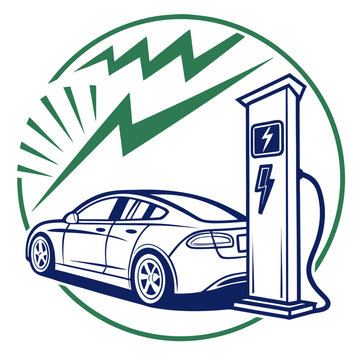 Electric car charging station logo vector design.