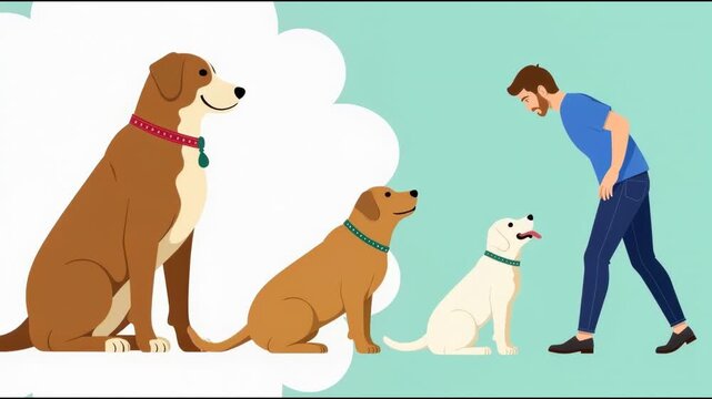A man sitting with two dogs, all engaged in conversation