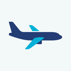 Fototapeta premium Blue airplane vector icon flying