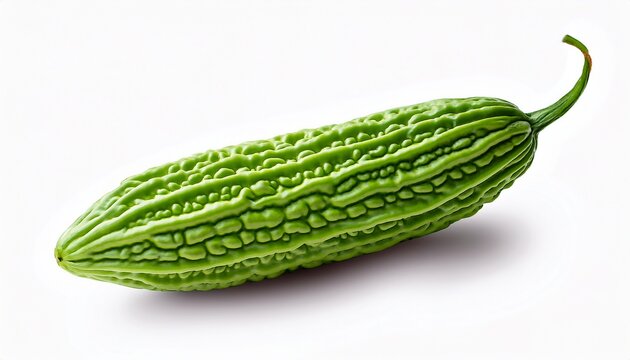 A Single Bitter Melon Vegetable Isolated On Transparent Background Fresh Green Bitter Melon With Natural Texture Isolated On White Background