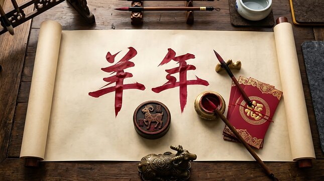 Chinese calligraphy for year of the goat