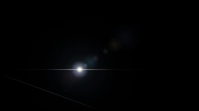 Cinematic Optical Lens Flare Moving Light Artifact Horizontal Streak Motion Graphic Black Background 4K Video
