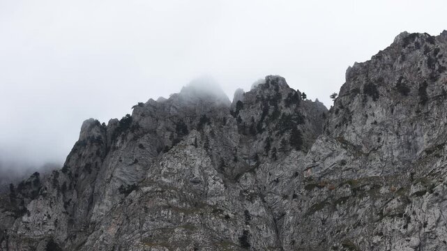 Prokletje, the Accursed Mountains, in Montenegro along the border to Albania during autumn with colorful foliage of red, orange and yellow