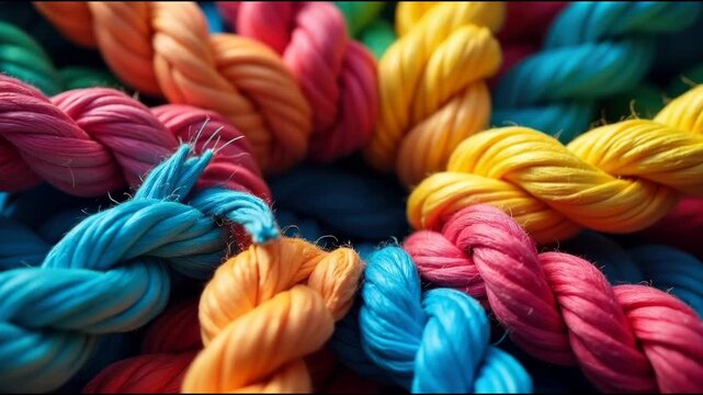 Close up of multicolored ropes, great for highlighting texture and color