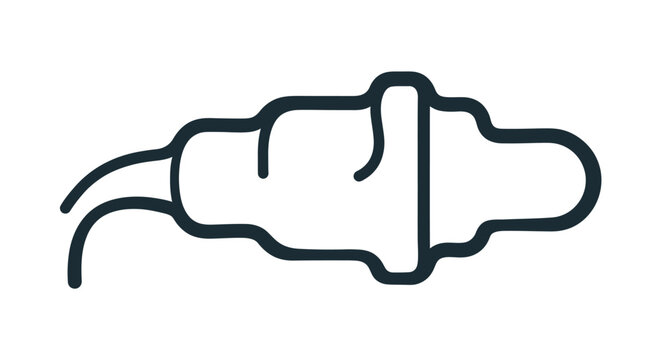 A simple black line art icon of an automotive oxygen sensor.