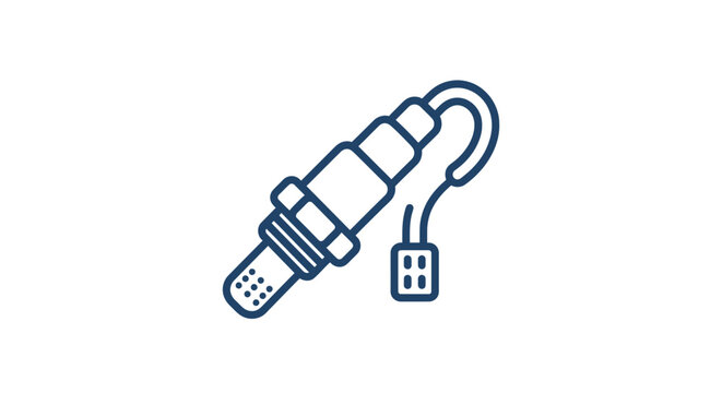 A simple line art icon of an automotive oxygen sensor used in vehicle exhaust systems.