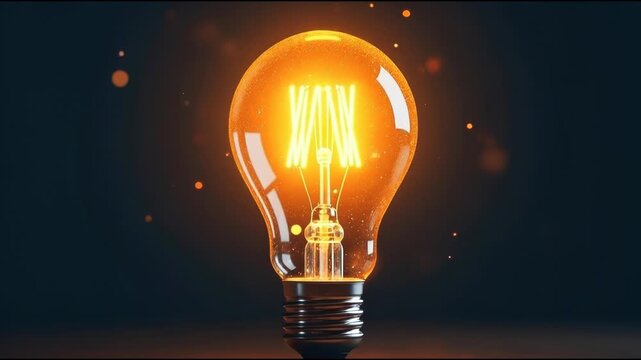 A single glowing light bulb on a dark background