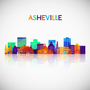 Asheville skyline silhouette in colorful geometric style. Symbol for your design. Vector illustration.
