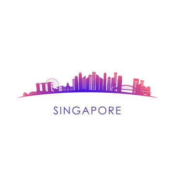 Singapore skyline silhouette. Vector design colorful illustration