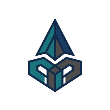 Abstract Geometric Arrowhead and Shield Logo for Technology Business