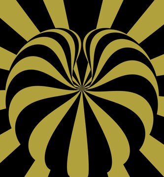 Black and Gold Abstract Warped Radial Optical Illusion Background