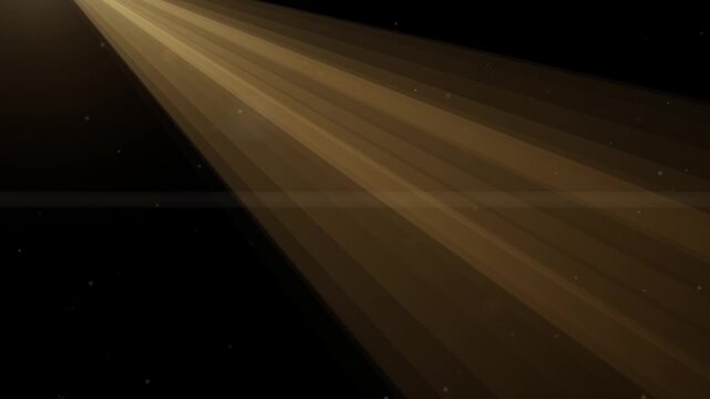 Warm Golden Spotlight Light Beams Shining Diagonally with Floating Dust Particles and Lens Flare Motion Graphic Overlay 4k video