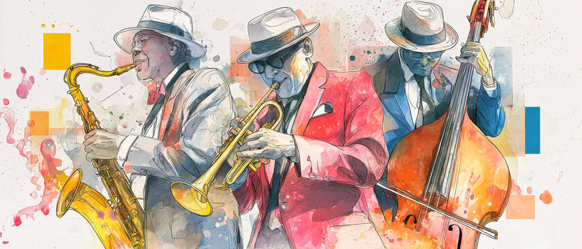 Jazz musicians create an unforgettable melody during an enchanting evening performance in a vibrant urban setting