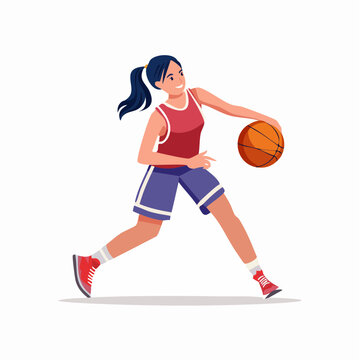 ドリブルをするバスケットボール選手のベクターイラスト