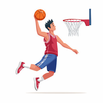 ジャンプシュートをするバスケットボール選手のベクターイラスト