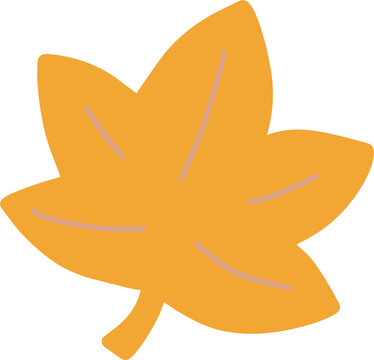 Cute Kawaii Yellow Maple Leaf Autumn Character Pixel Illustration