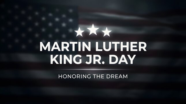 Martin luther king jr day tribute with blurred american flag background and stars
