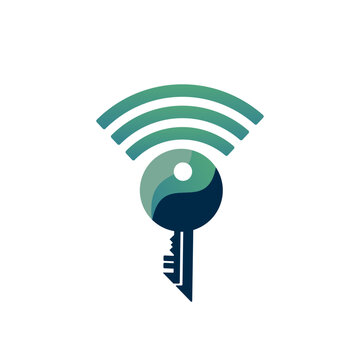 Yin Yang Key Wifi Wave Icon Vector Security Network Technology Logo Design