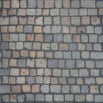 Seamless medieval stone pavement and historic cobblestone floor textures set