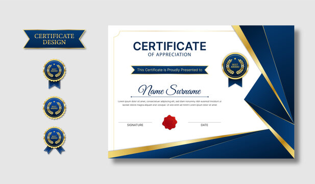 Certificate design, modern luxury certificate template for diploma, award and appreciation	