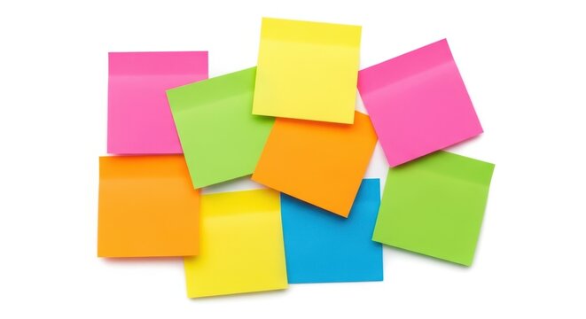 Bright colorful sticky notes stacked together