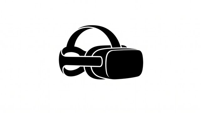 Virtual Reality Headset Icon, Black VR Goggles Symbol for Immersive Technology, Gaming, Metaverse and Digital Experience