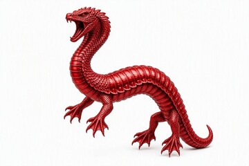 Naklejka premium Red imaginary prehistoric monster alone