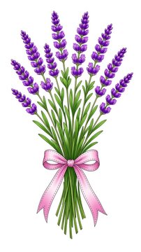 Lavender bouquet line drawing transforming into full color