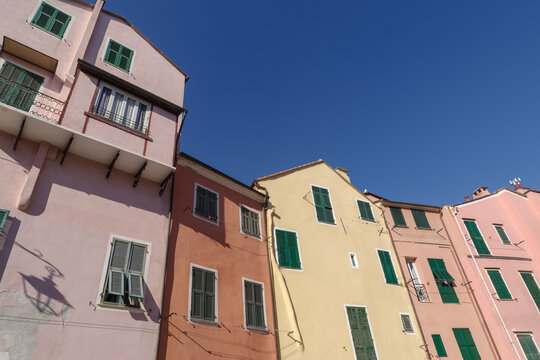 Ancient colorful Ligurian architecture, northwestern Italy