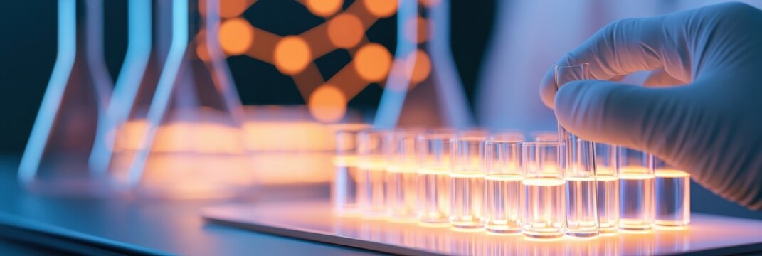 Biotechnology laboratories analyze microbiome biomarkers metabolism and cells to explore relationships between molecular biology and nutrition