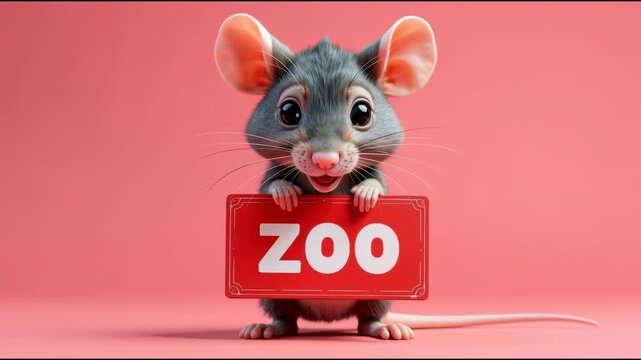 A mouse holding a sign that says zoo, perfect for s about wildlife conservation or education