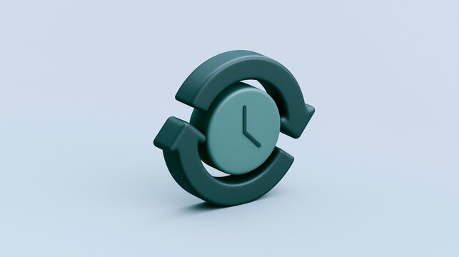 Circular arrow icon with clock face for refresh or reload