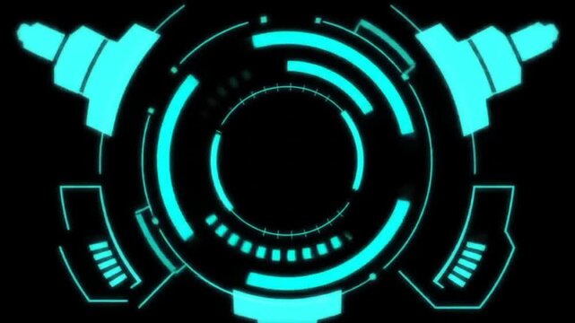 Abstract futuristic user interface with glowing blue digital elements