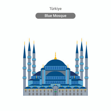 This beautifully crafted illustration of the Blue Mosque showcases its iconic architecture, representing Turkey's rich cultural heritage and historical significance.