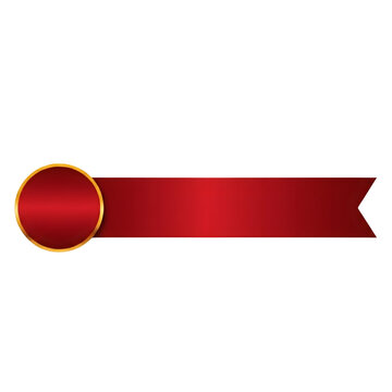 Red Gold Ribbon Banner Lower Third Title Tag Badge Isolated on Transparent PNG