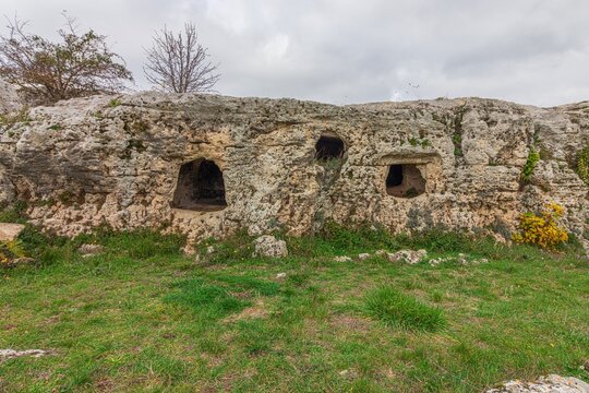 "Domus de janas" in Museddu necropolis. Sardinia, Italy