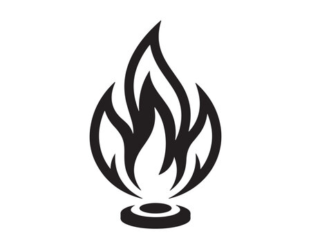 Black outline icon of burning fire flame symbolizing energy heat and combustion with hot flame fire graphic wildfire sign fiery logo combustion