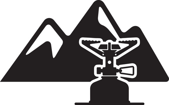 Air Traffic Control Tower Silhouette with Airplane and Mountain Landscape