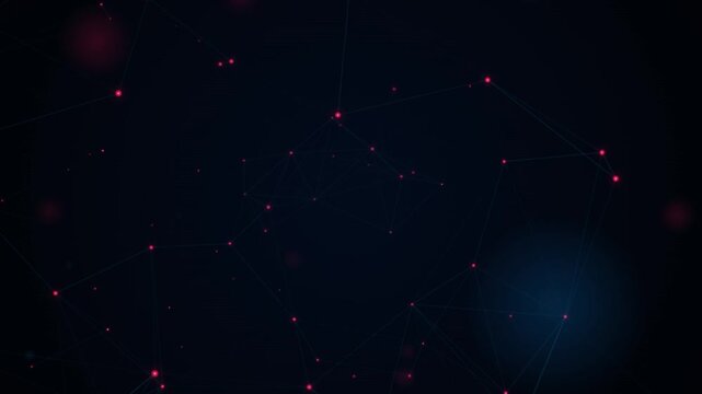 Red Plexus Network of Connected Particles on Dark Background