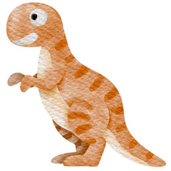 Cute Watercolor Tyrannosaurus Rex Dinosaur Standing in Friendly Cartoon Pose © ใหม่ ยิ้มเหงา