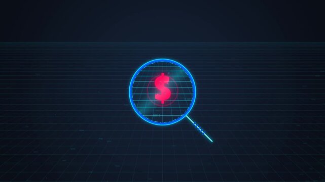 Digital Financial Analysis and Audit Concept with Magnifying Glass focusing on Dollar Symbol for Business Reports