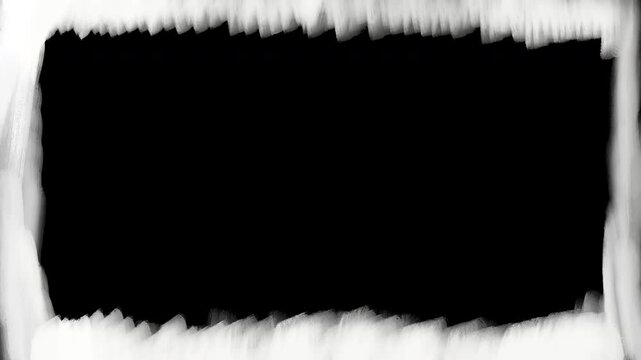 White Paint Brush Stroke Frame Animation Revealing on Black Background for Artistic Video Transition