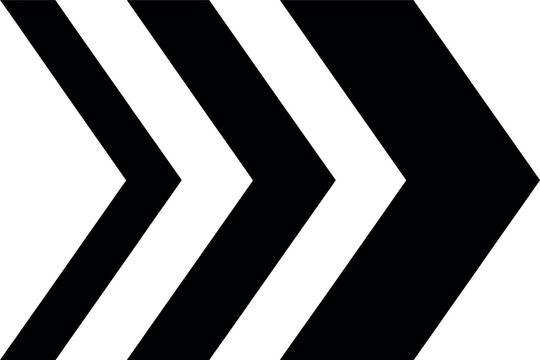 Chevron arrow icon. Direction symbol. Triple arrow vector pictogram for forward navigation, next page, fast forward, speed, indicator and user interface design.