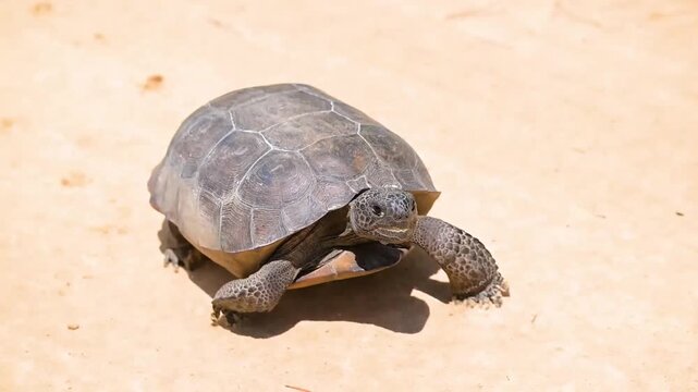 Gopher Tortoise scampers back towards its burrow. 