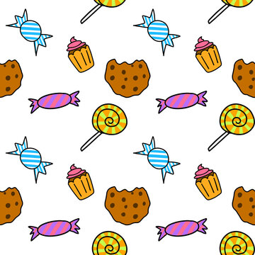seamless candy and cupcake pattern