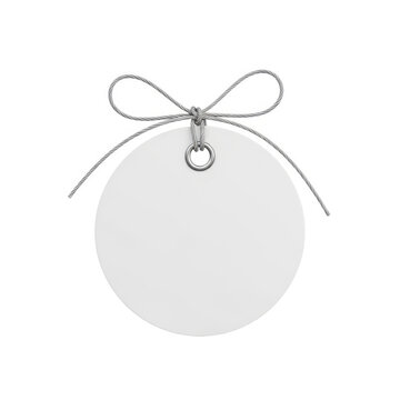 Silver bow tie closure on a ribbon isolated on white background
