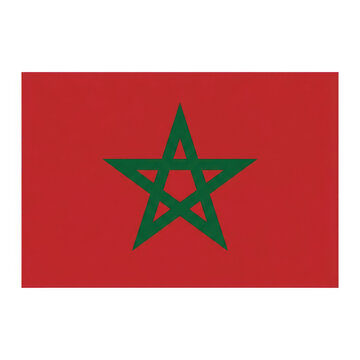 National flag of morocco with a red field and a green pentagram star symbol isolated on transparent background
